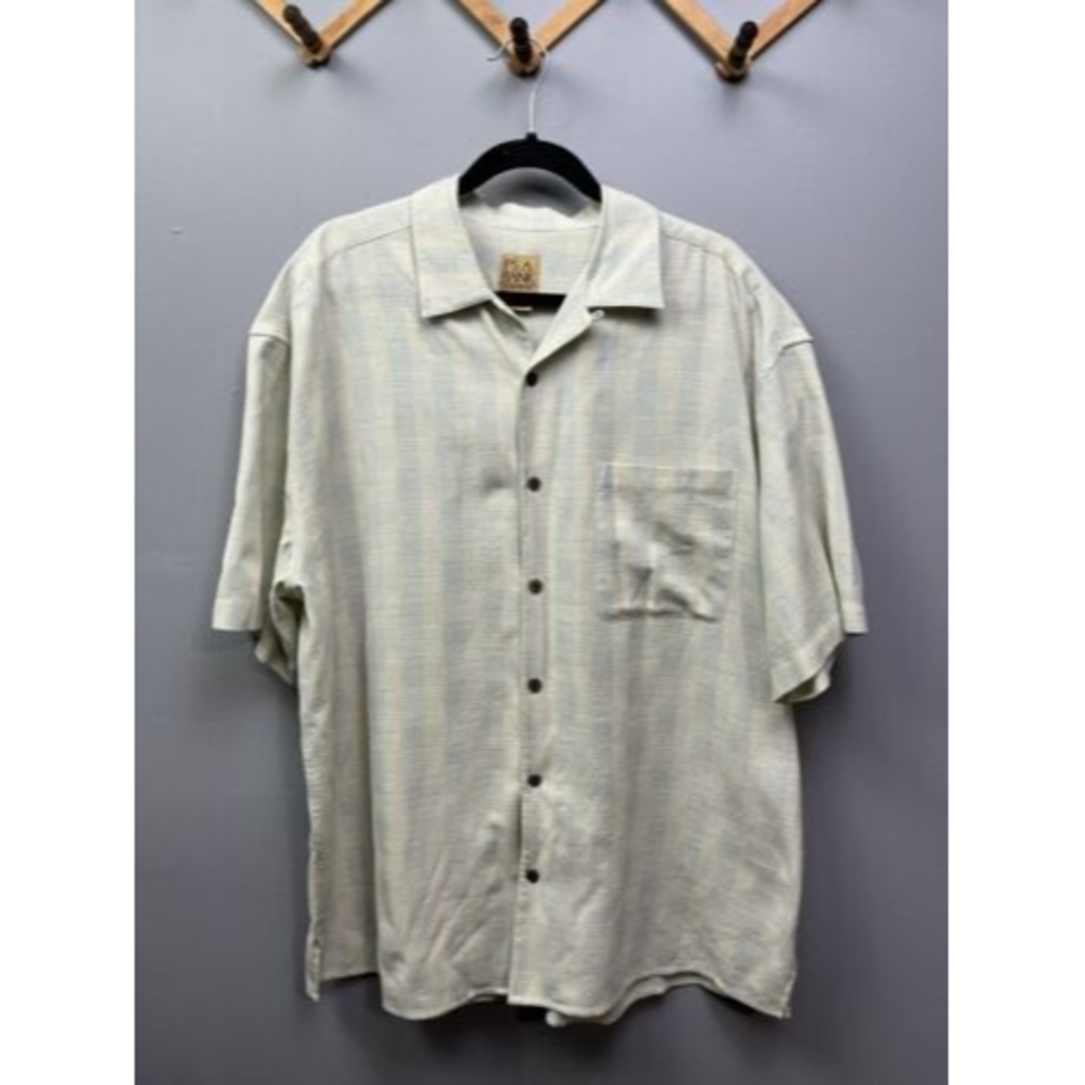 Jos A Bank Men Shirt Vintage Silk Blend Button Up Short Sleeve Summer, Size XL